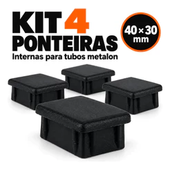 Kit 4 Ponteira 40x30mm Interna Tampa Móveis Tubos Metalon Preto
