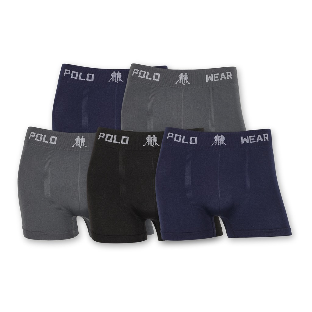 Kit 5 Cuecas Boxer Box Sem Costura Lisa Polo Wear Microfibra Original Premium Masculina Leve e Elástico Confortável