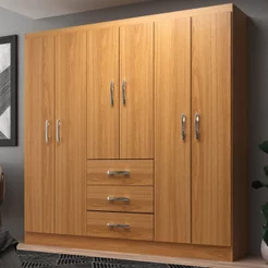 Guarda Roupa Casal 6 Portas 3 Gavetas Sevilha Marrom/Cinamomo Cinamomo
