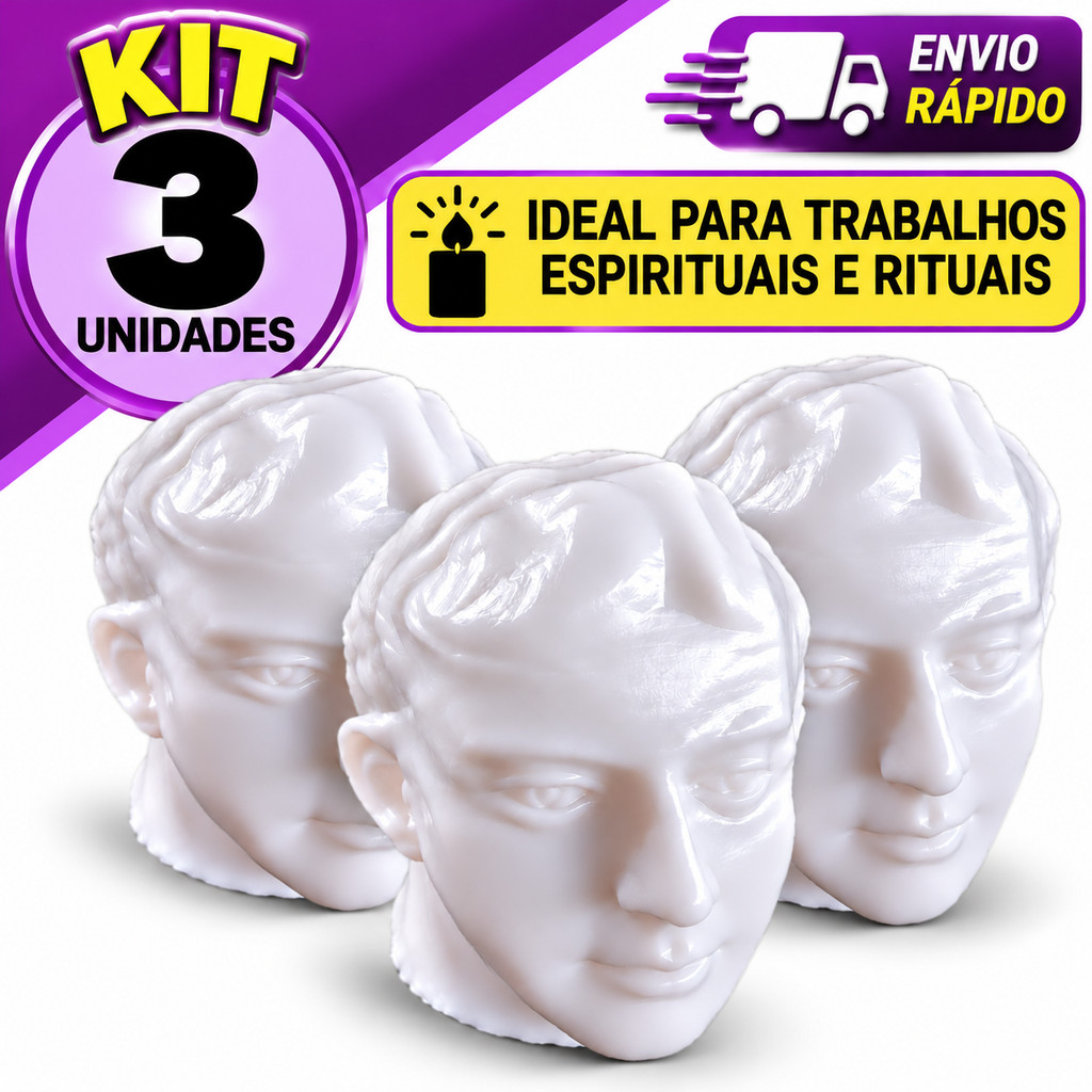 Cabeça De Cera Masculina Branca – Zp7 Kit Com 3