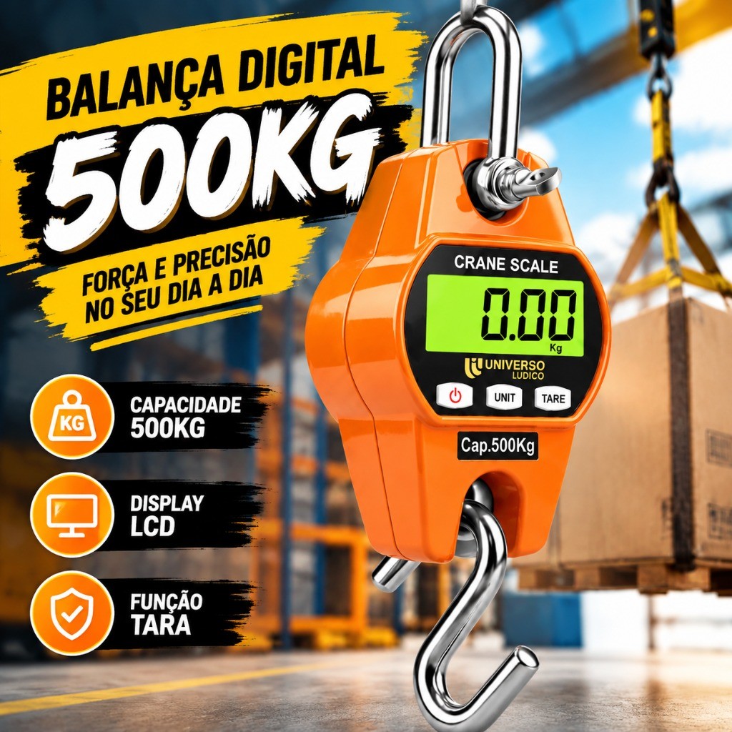 Balança Digital De Gancho 500kg Industrial Eletrônica Suspensa Portátil