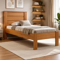 Cama de Solteiro Lily Conquista Móveis Marrom/Cinamomo Cinamomo