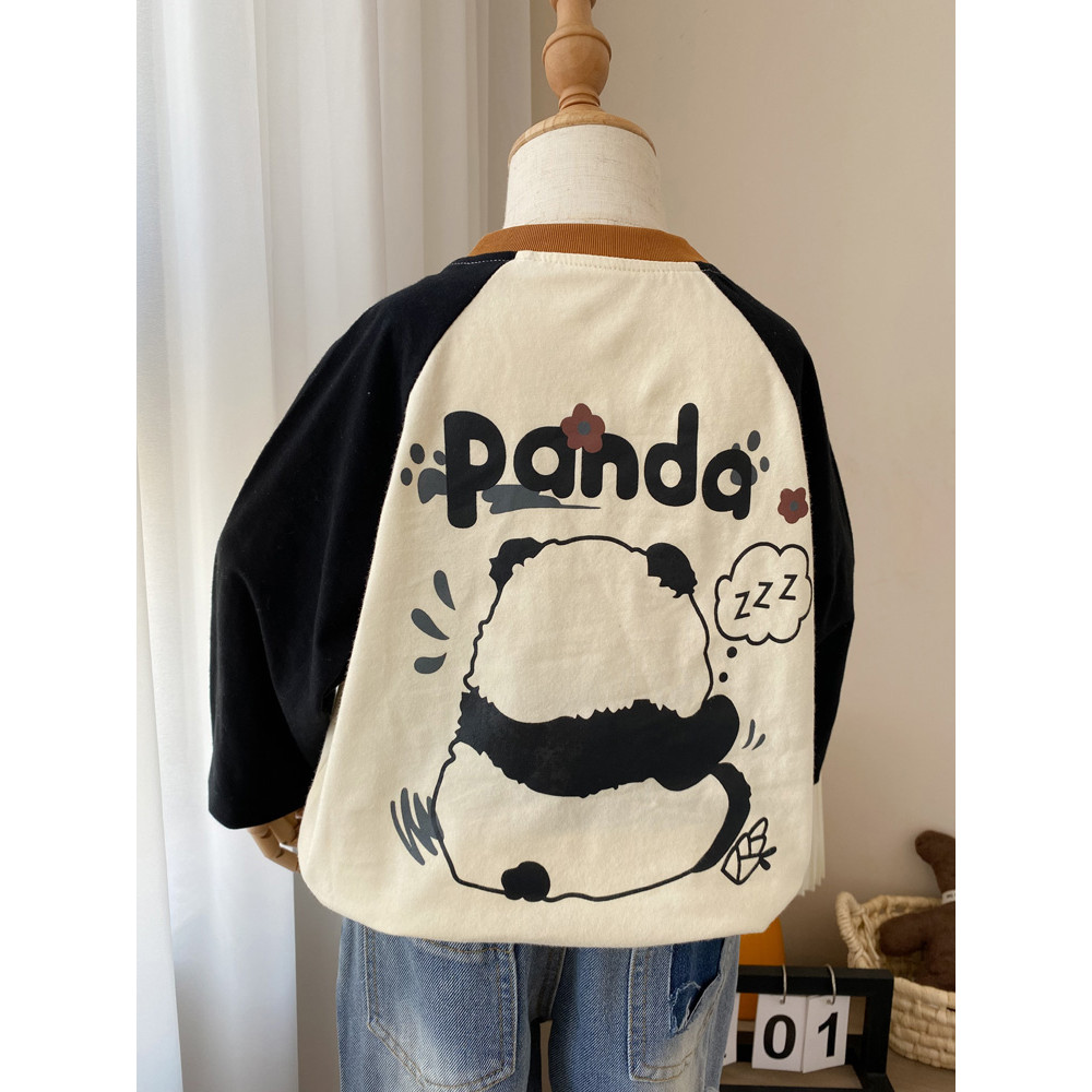 Crianças camiseta de manga comprida 2025 novo estilo meninos meninas Casual em torno do pescoço primavera outono bebê me