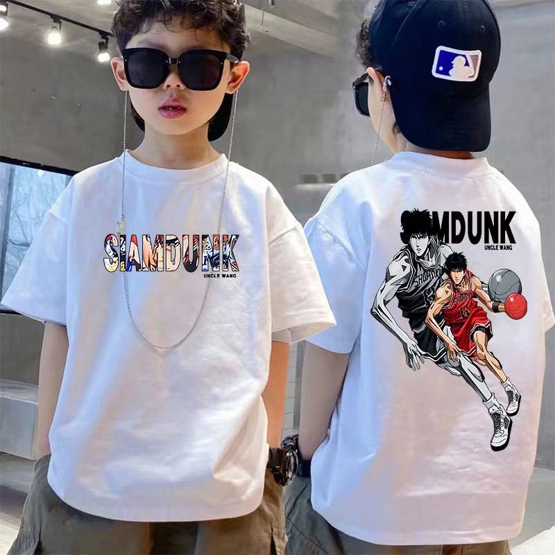 Meninos puro algodão manga curta camiseta 2024 verão estilo na moda crianças bebê impresso meia manga t pequeno médio ro