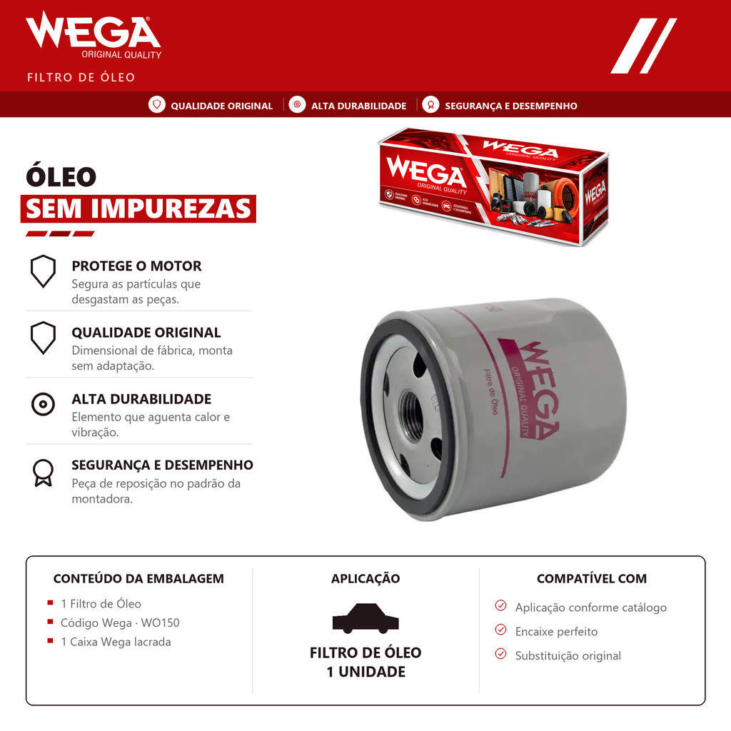 Filtro De Oleo Ford Ecosport Fiesta Ka Endura Zetec Rocam – Wega WO150