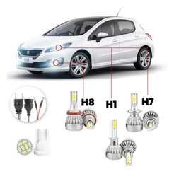 Lampadas Led Peugeot 308 2013 A 2015 H8 H1 H7 20000lm