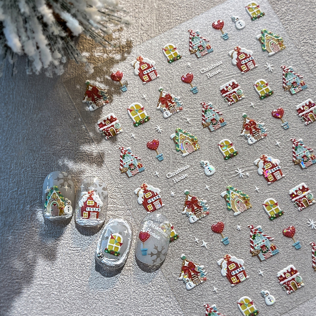 YITU YITU Shell Light Natal Candy House Magazine Manicure Adesivos Bonito Boneco de Neve Decoração Adesivos YT6705