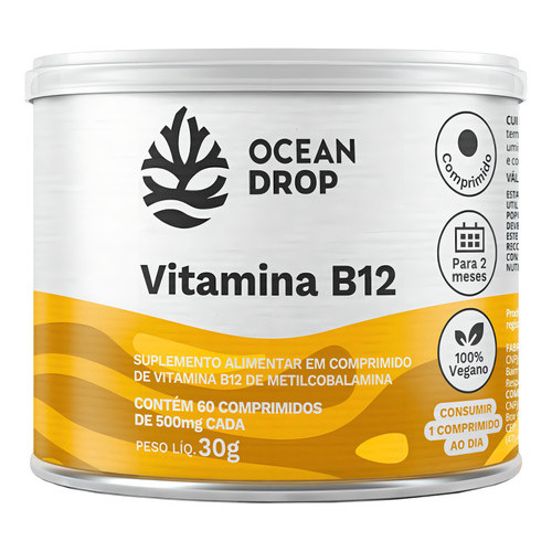 Vitamina B12 500mg 60 Tablets - Ocean Drop Sabor Sem Sabor