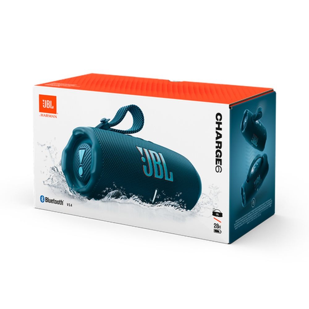 Caixa Bluetooth JBL Charge 6, À Prova d'água e Queda, Potência de 30W + 10W, Autonomia até 28hs, Bivolt Azul em Oferta na Shopee