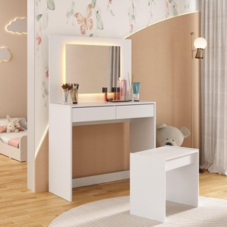 Penteadeira Infantil 90cm com Banqueta Espelho LED 2 Gavetas Multimóveis MP4398 em Oferta na Shopee
