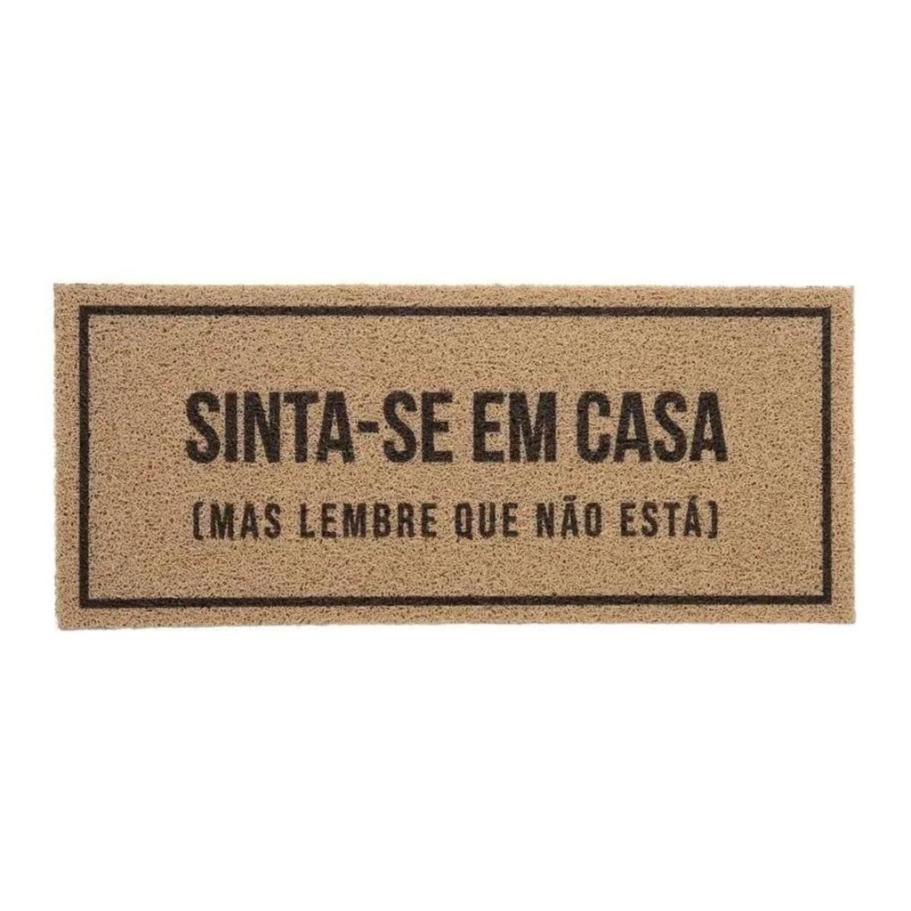 Tapete Porta Entrada Casa Capacho Vinil Sinta-se em Casa 30x70cm
