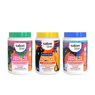 Cronograma Capilar com 3 cremes para pentear Salon Line em Oferta na Shopee