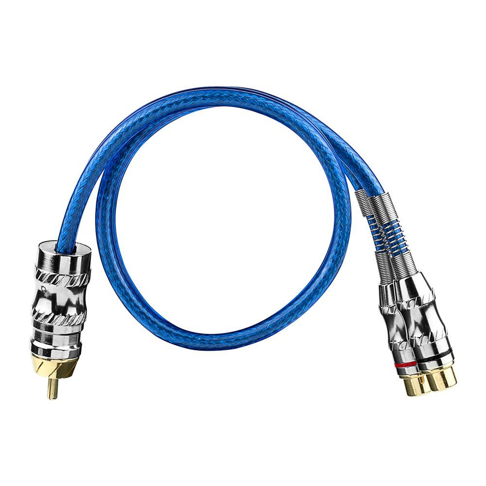 Cabo RCA Taramps 1 Macho 2 Fêmeas Y Blindado Banhado a Ouro Som Automotivo Azul
