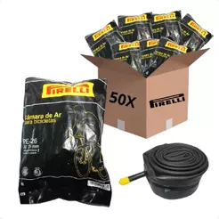 KIT 50 UNIDADES CAMARA DE AR ARO 26 PE-26 PIRELLI BICO GROSSO 33MM BICICLETA BIKE REVENDA ATACADO