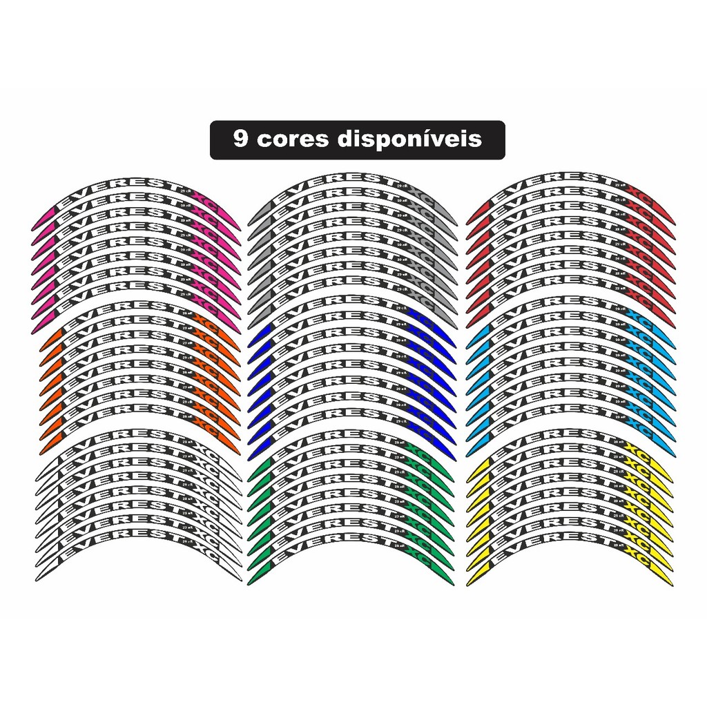 Kit Adesivo Roda Vzan Everest – MTB Aro 26/29 | 8 Unidades | Diversas Cores