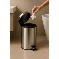 Lixeira Aço Inox 7 Litros Pedal Cesto Lixo Cozinha Banheiro