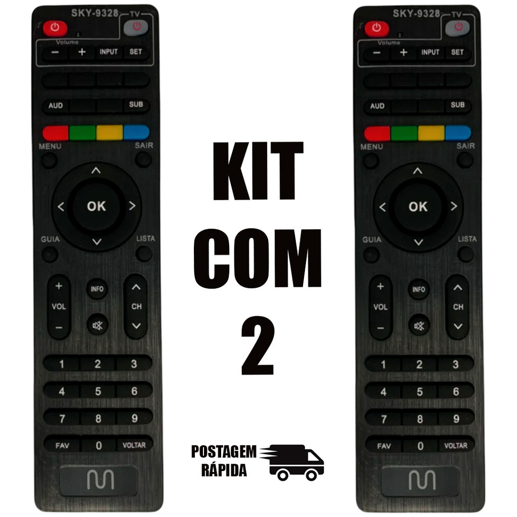 Kit com 2 Controle Remoto Compatível Parabólica Digital Multi Multilaser GS0641 SKY/FBG 9328