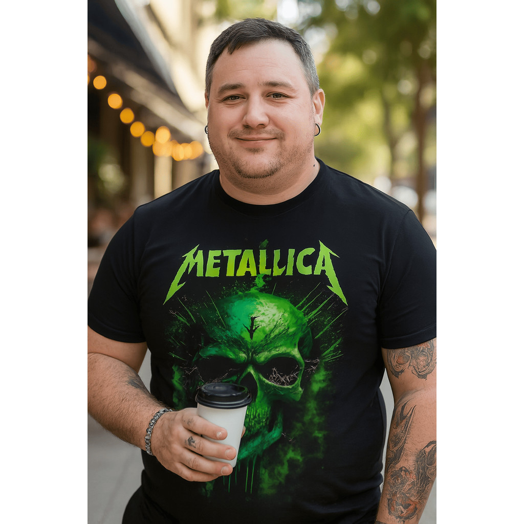Camisetas Estampadas Metalica Caveira Verde Super Estilosas De Rock Camisas Básicas Unissex - Envio Rápido - Mikko Shopp