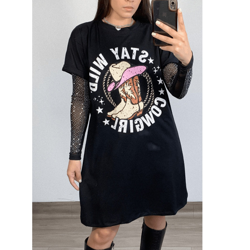 MaxT-shirt Camiseta Vestidinho Estampa Country Western Feminina Camiseta Look Boiadeira em Oferta na Shopee