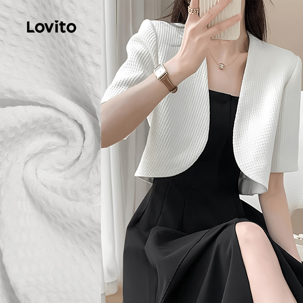 Lovito Casual Blazer Simples Outono/inverno Blazer Branco para Mulheres L156AD182 em Oferta na Shopee