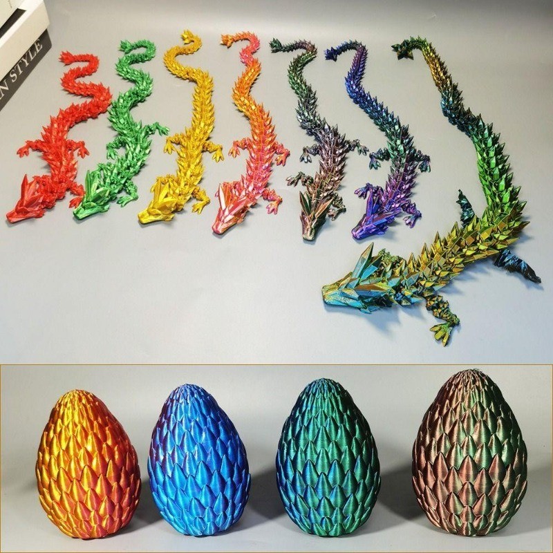 Conjunto De Brinquedos De Dragão/Cobra/Ovo Impresso Em 3D Com Juntas Móveis Para Presentes De Ano Novo , Decoração Rotat em Oferta na Shopee