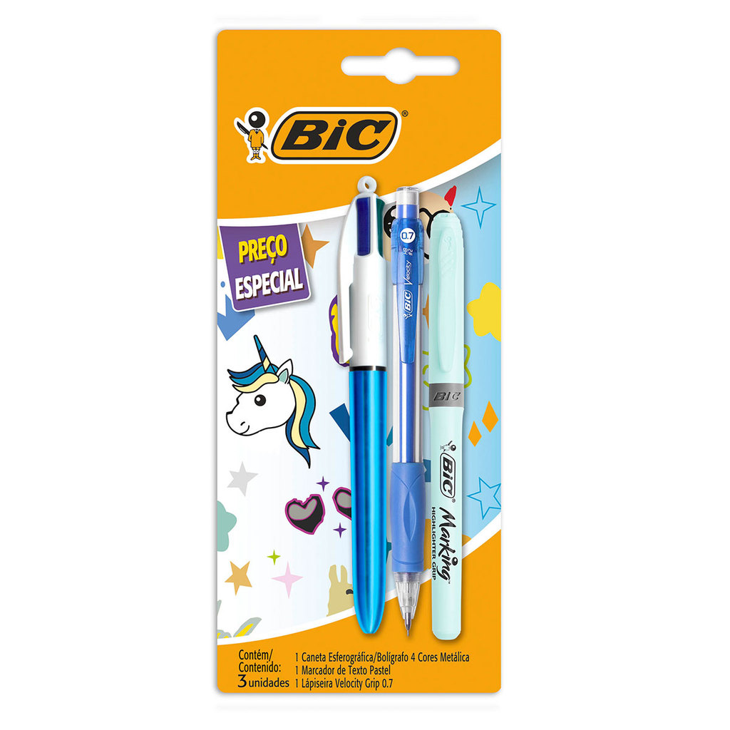 Kit escrita Azul com 3 itens Bic