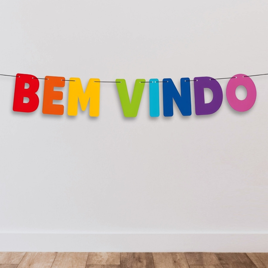Faixa Decorativa Colorida - Bem-vindo - 100x14,5cm - 1 unidade - Regina - Rizzo em Oferta na Shopee