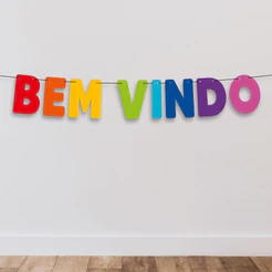 Faixa Decorativa Colorida - Bem-vindo - 100x14,5cm - 1 unidade - Regina - Rizzo