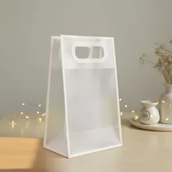 Sacola Transparente Fosca Pvc Alça Plana Branco - 25x15x10cm - 12 unid - Rizzo