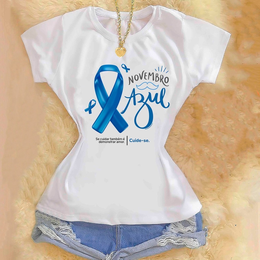 Blusa T-shirt Camiseta Básica - Novembro Azul 2