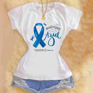 Blusa T-shirt Camiseta Básica - Novembro Azul 2