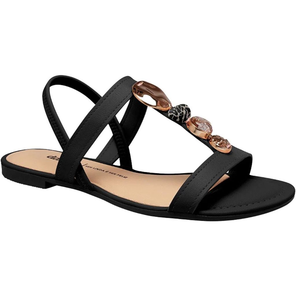 Sandalia Dakota Rasteira Pedras - Y7994 Preto