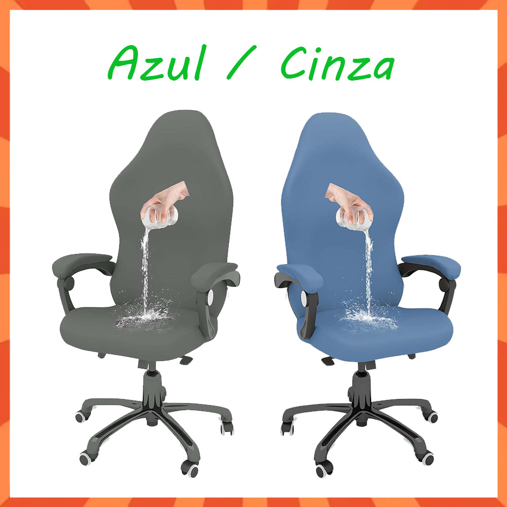 Capas para cadeira de jogos com apoio de braço, capas de cadeira de jogos com universais elásticas - 4 peças Azul/Cinza