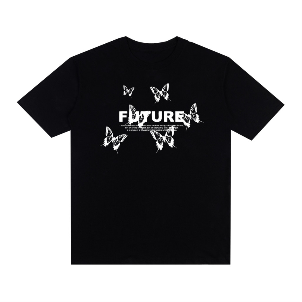 [Camiseta Premium em Algodão Puro]SISI Camiseta Streetwear Future Butterfly Estampada Camiseta Oversized Algodão