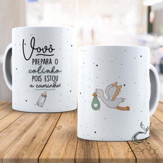 Caneca Vovó Prepara o Colinho - Cegonha Lembrancinha Chá Bebe Gestante - Porcelana 325 ML em Oferta na Shopee