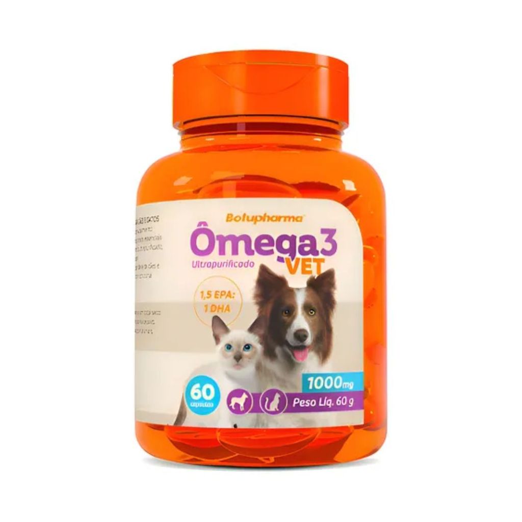Suplemento Alimentar Ômega 3 Vet 1000mg | 60 capsulas para Cães e Gatos | Botupharma