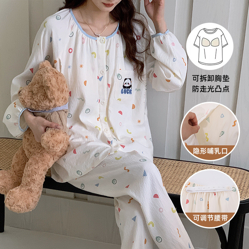 Xiyue atacado classe A roupas de confinamento verão nuvem algodão estilo fino com almofada no peito mulheres grávidas pó
