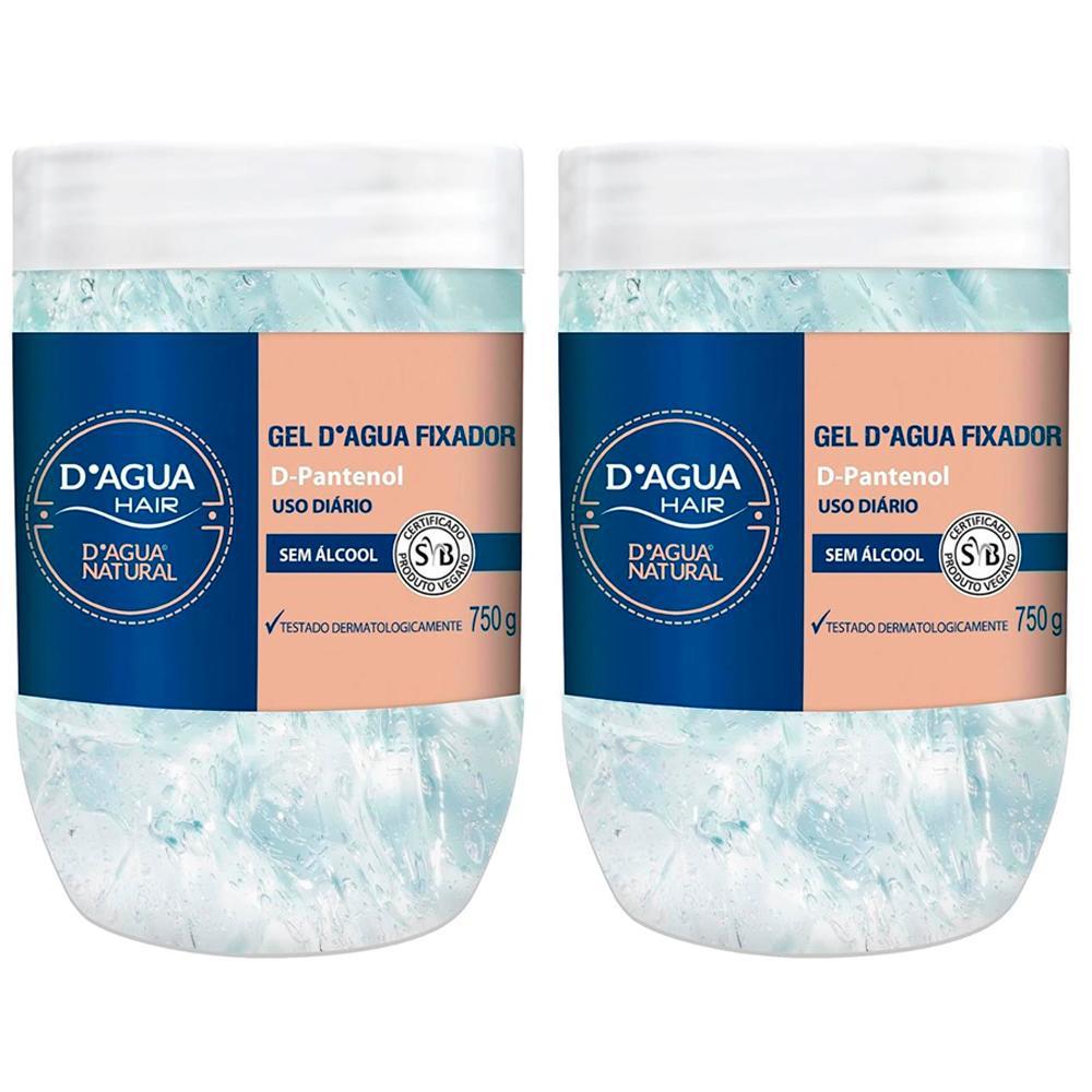 Imagem Kit 2 Potes Gel Fixador Dagua Natural Hair com Provitamina B5 D-Pantenol Sem Álcool Uso Diário 750g
