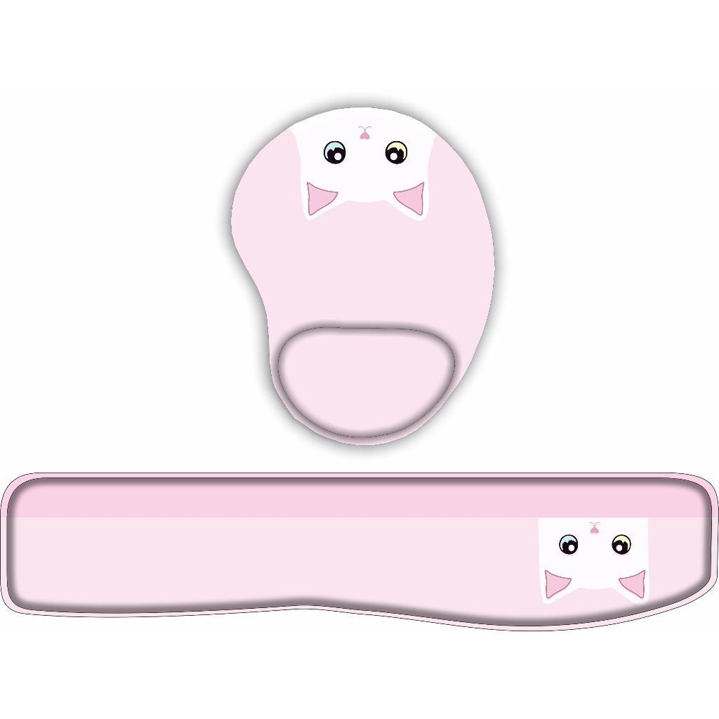 Kit Mouse Pad e Apoio de Teclado Gatinho Olhos Coloridos Rosa em Oferta na Shopee