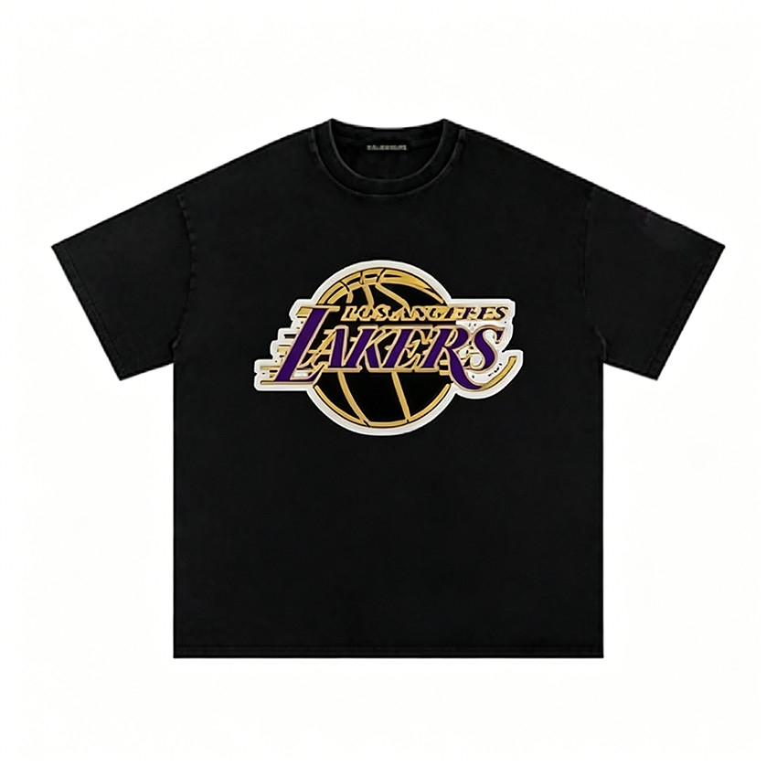 Camiseta Masculina Feminina Oversized Estampa Logo Bola Los Angeles Lakers Relevo T-shirt Streetwear Unissex Camiseta