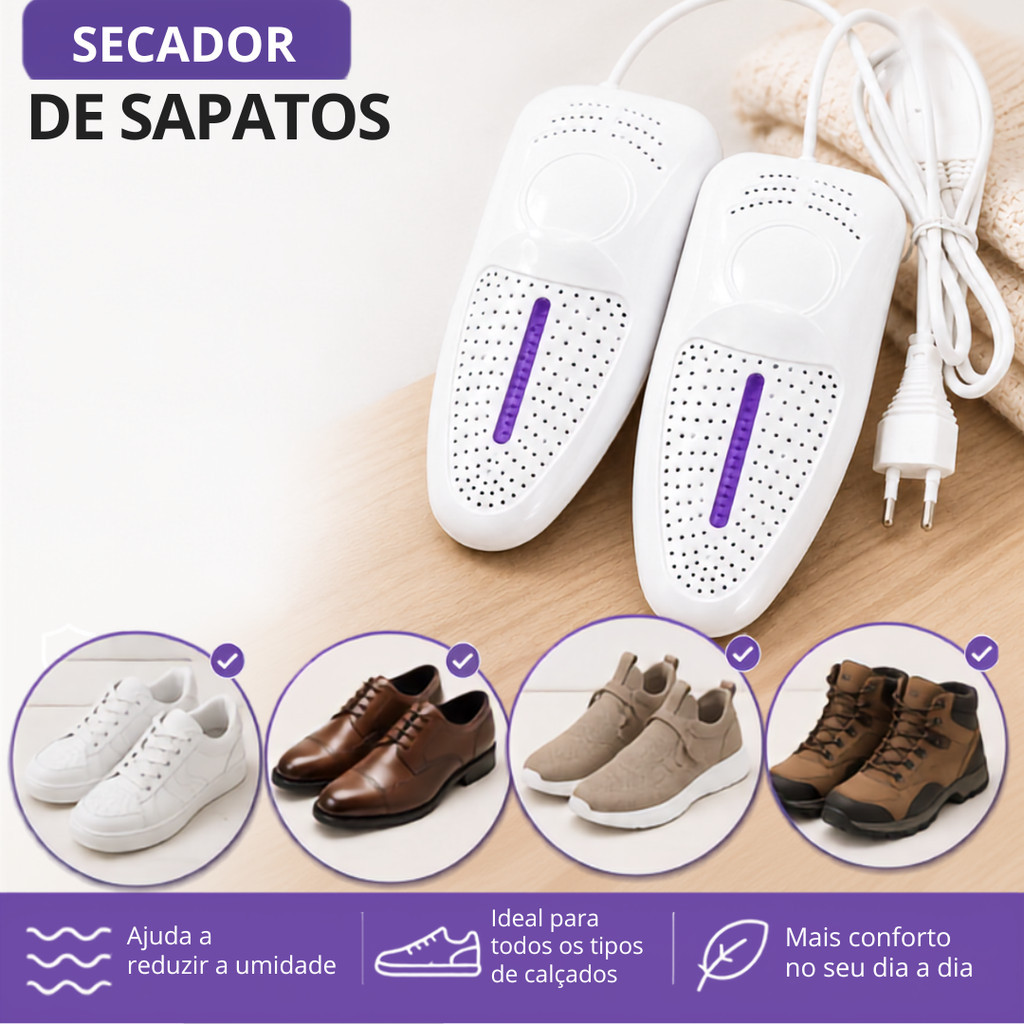 Secador Elétrico de Sapatos 360° Bivolt USB para Tênis, Botas e Calçados
