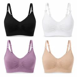 Kit com 4 Tops Sutiã Feminino Sem Costura Alça Fina Canelado com Bojo Removível