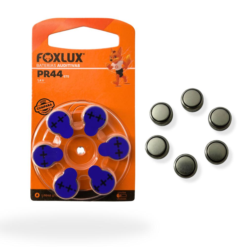 Pilha Bateria Auditiva Foxlux 675 PR44 com 6 Unidades