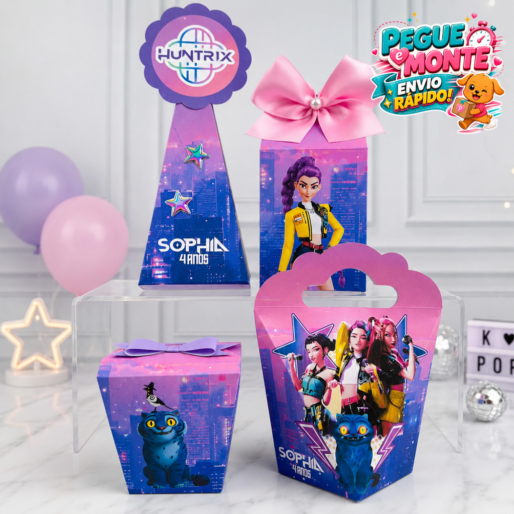 Kit Caixas Guerreiras do Kpop | Lembrancinhas Personalizadas | Caixinhas para Festa Infantil | Aniversário