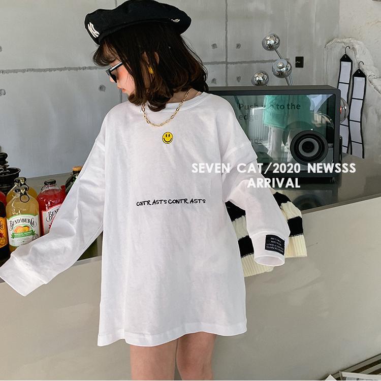 2025 novo estilo meninas primavera manga comprida Casual camiseta outono solto interior combinando grandes crianças meni