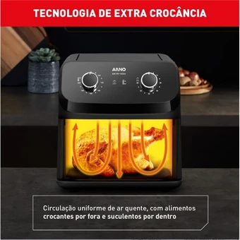Fritadeira Air Fryer Arno Mega Mecanica 7,5L Preta AFM7