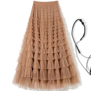 Camada francesa bolo malha saia doce All-Match elegante cintura elástica princesa saia longa outono inverno novo estilo