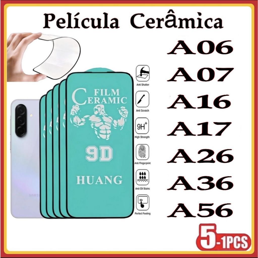 Película Cerâmica 9D 3D Samsung Gel Hidrogel Flexíve A06 A07 A16 A17 A26 A36 A56 2k25