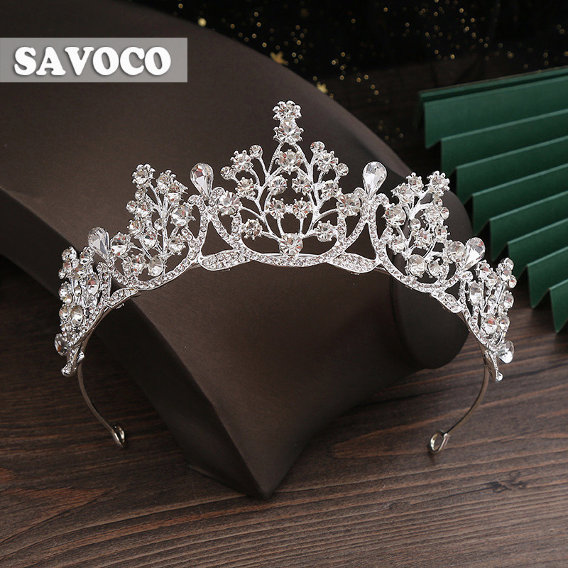 Acessórios de Cabelo Femininos SAVOCO, Coroa de Flores com Zircônias para Festa de Casamento, Acessório de Moda SH02 90W