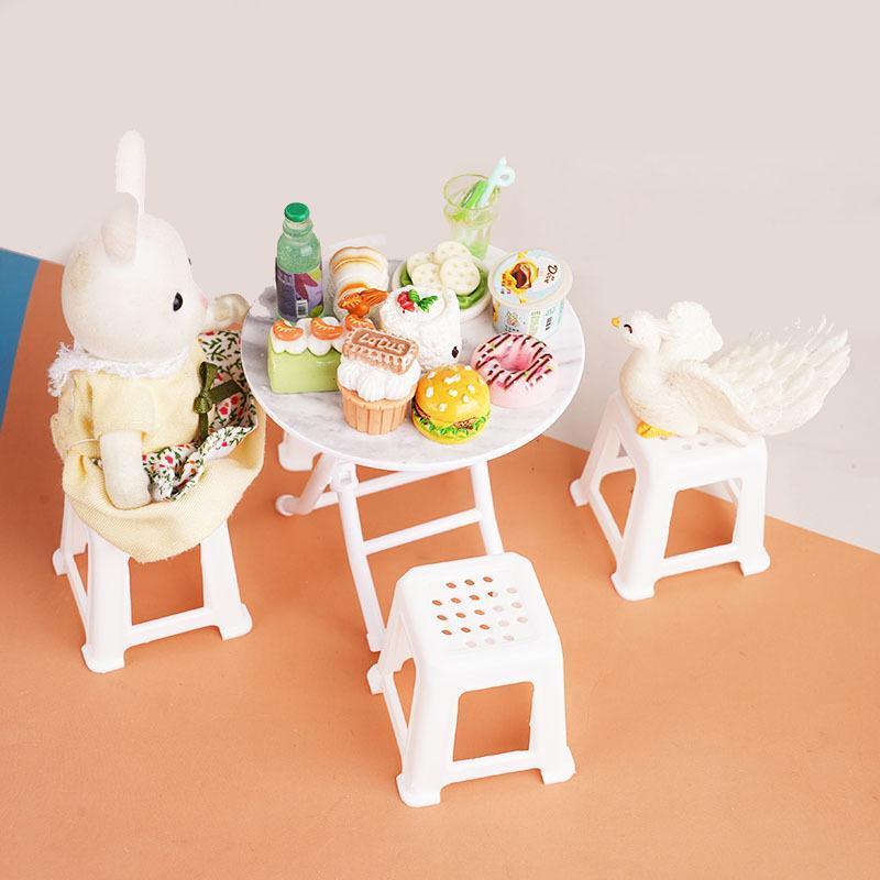 Awgwgs 1/12 Casa De Bonecas Simulação Cadeiras De Mesa Modelo Conjunto Mini Móveis Decoração Acessórios Fingir Jogar Bri